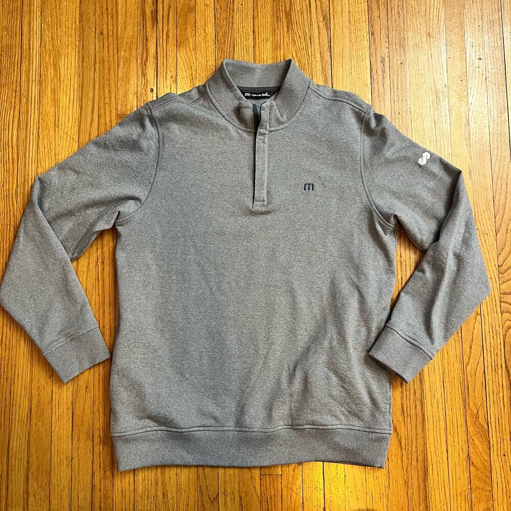 Travis Mathew Sweatshirt Mens Medium Gray Quarter Zip Golf Pullover Sweater